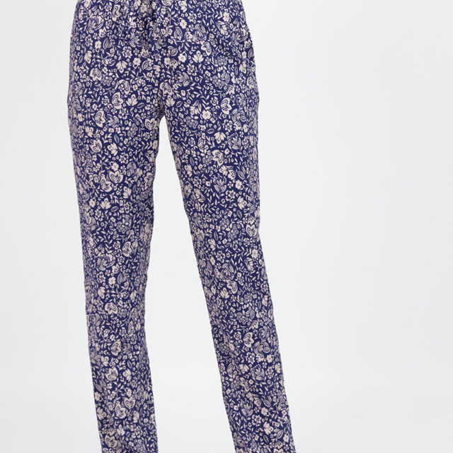 Maison Solfin - Pantalon femme en viscose imprimé bouquet bleu – 48