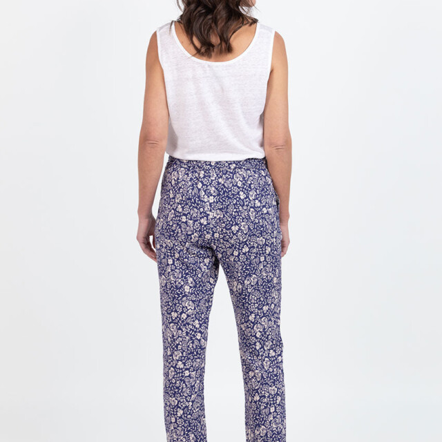 Maison Solfin - Pantalon femme en viscose imprimé bouquet bleu – 48