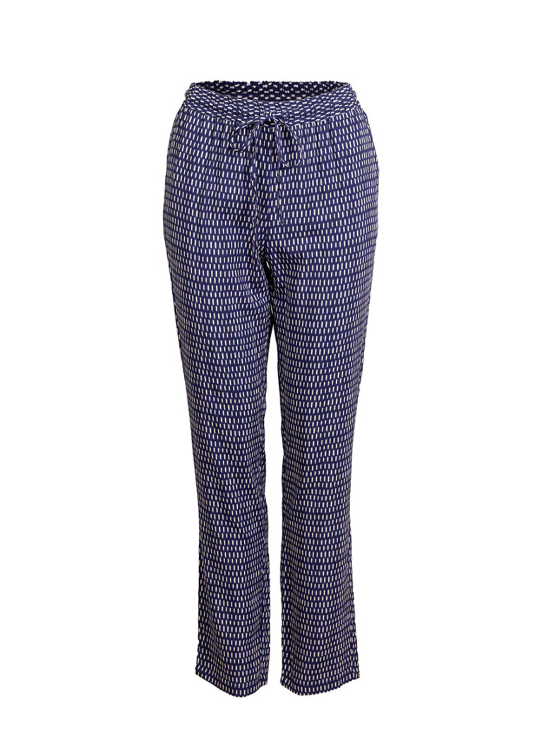 Maison-solfin - Pantalon femme en viscose imprimé graphique bleu – 44