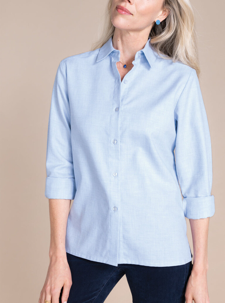 Maison-solfin - Chemisier femme en laine bleu clair – 52