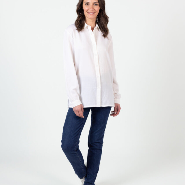 Maison-solfin - Chemisier uni femme laine blanc écru – 44