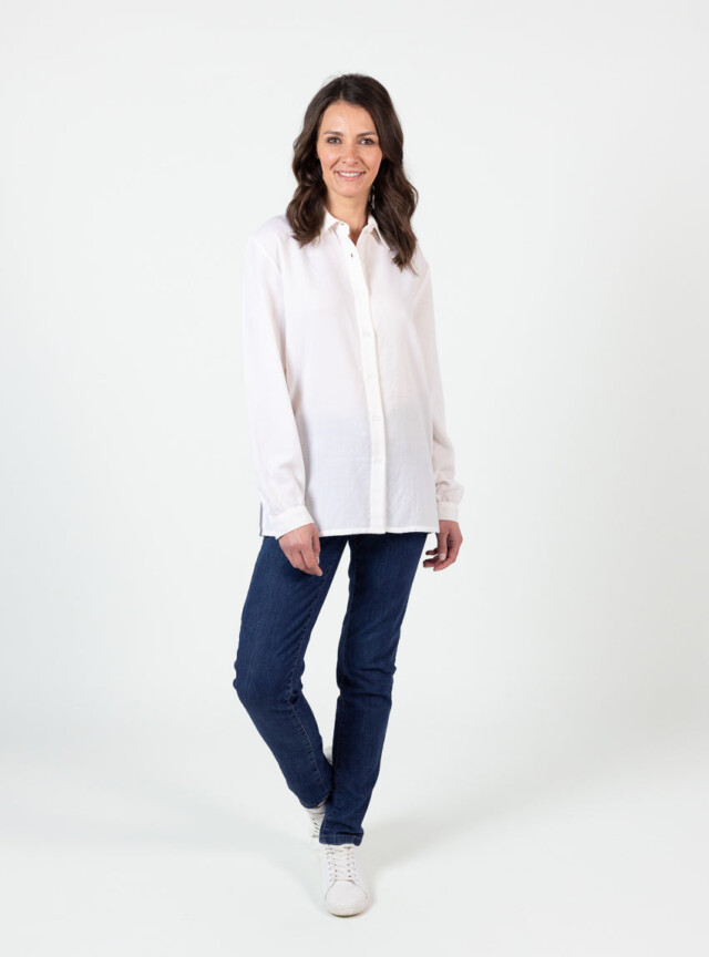 Maison-solfin - Chemisier uni femme laine blanc écru – 44