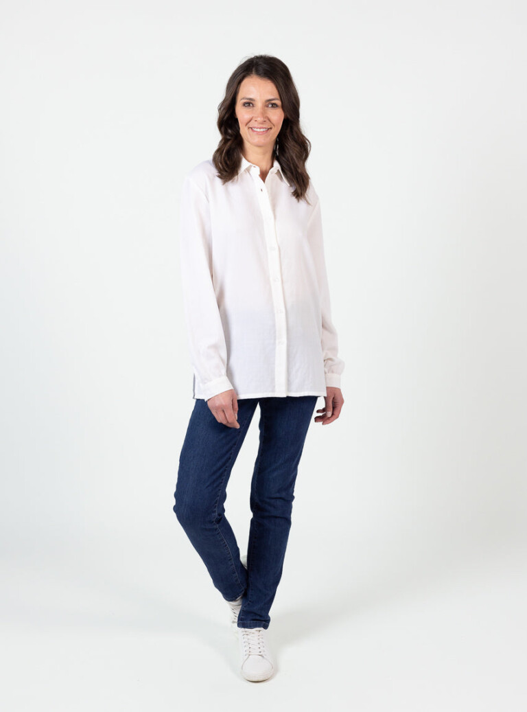 Maison-solfin - Chemisier uni femme laine blanc écru – 54