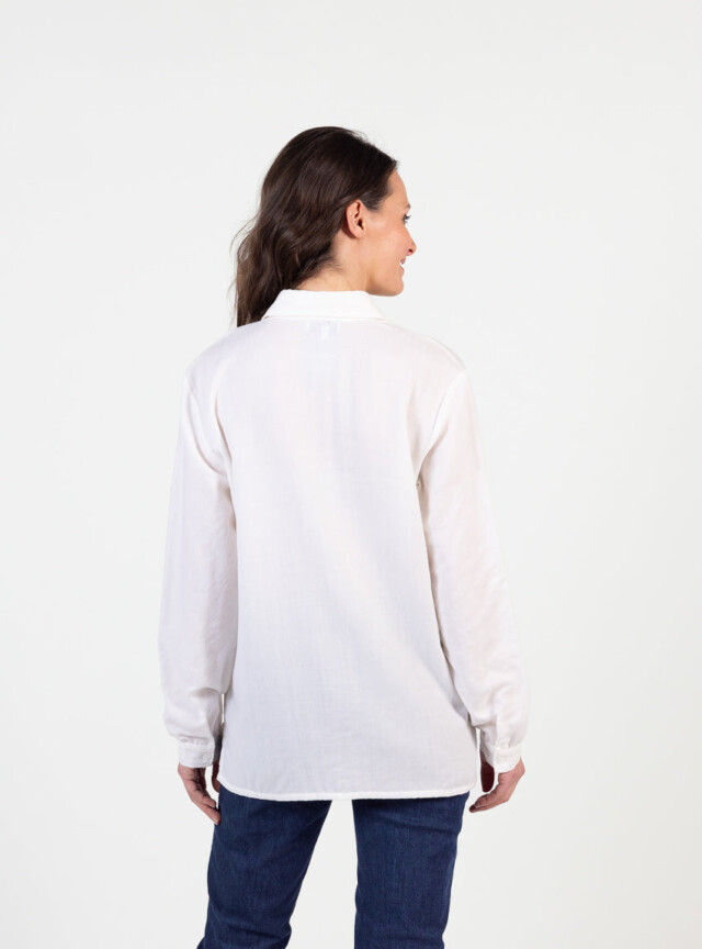 Maison-solfin - Chemisier uni femme laine blanc écru – 44