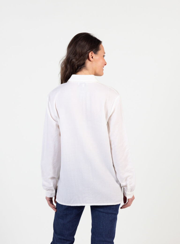 Maison-solfin - Chemisier uni femme laine blanc écru – 54