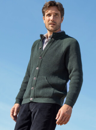 MAISON SOLFIN - Gilet laine homme Vert Chiné