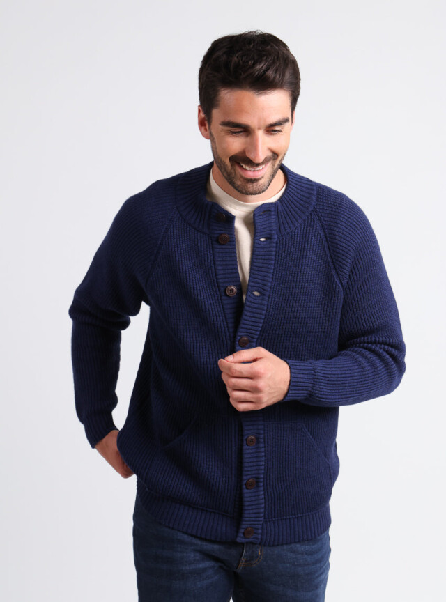 MAISON SOLFIN - Gilet homme laine merinos Bleu Amiral