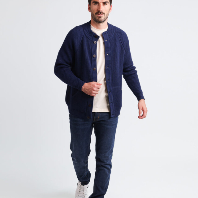 Maison-solfin - Gilet homme laine merinos Bleu Amiral – 6