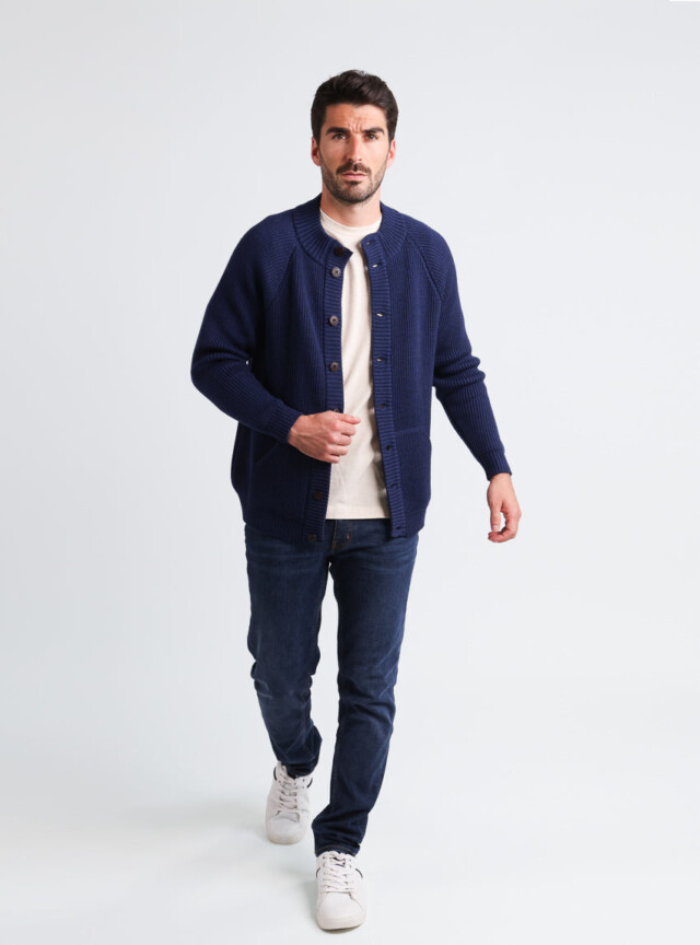 Maison-solfin - Gilet homme laine merinos Bleu Amiral – 6