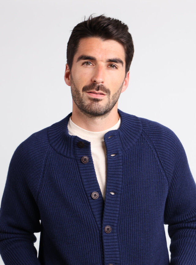 Maison-solfin - Gilet homme laine merinos Bleu Amiral – 6