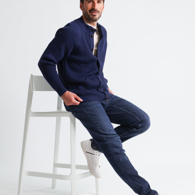 Maison-solfin - Gilet homme laine merinos Bleu Amiral – 6