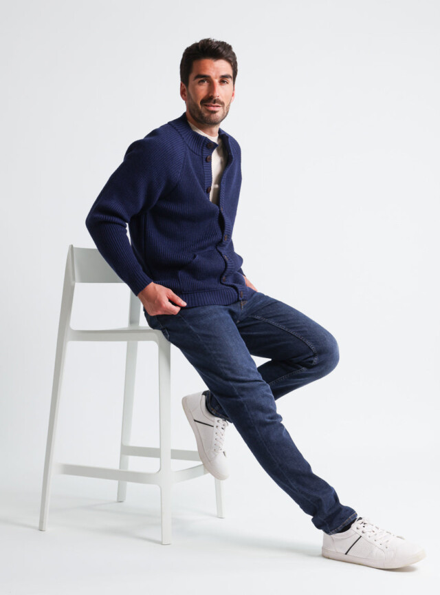 Maison-solfin - Gilet homme laine merinos Bleu Amiral – 6
