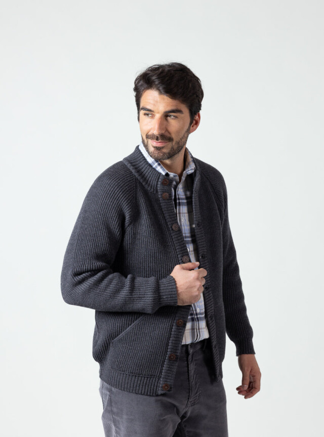 Maison-solfin - Gilet laine homme gris anthracite – 6