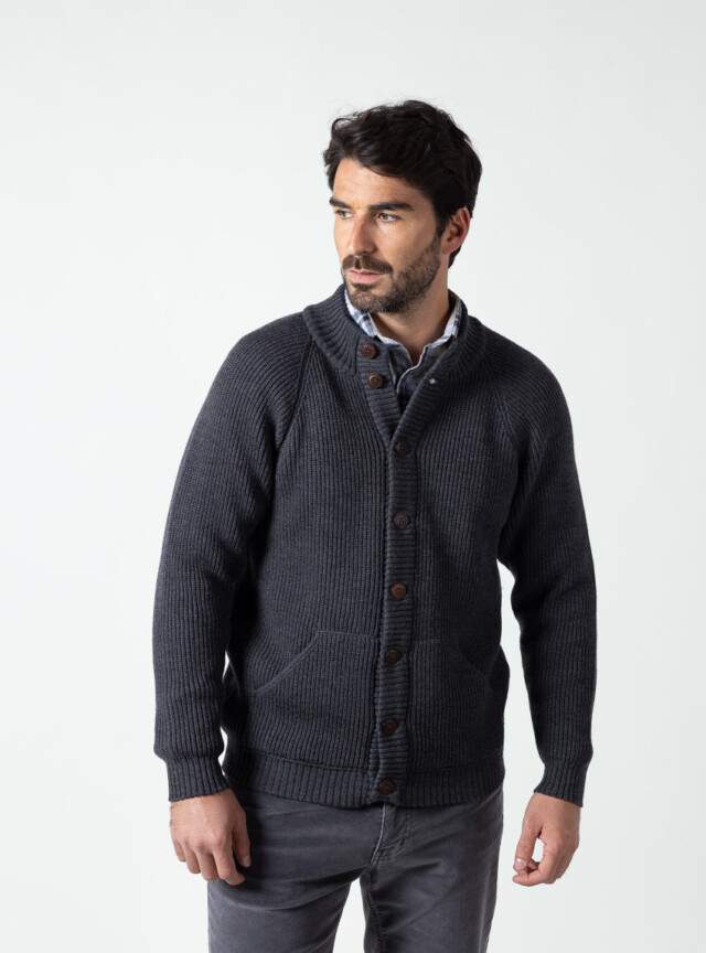 Gilet laine homme gris anthracite par la marque MAISON SOLFIN MAISON SOLFIN - Gilet laine homme gris anthracite