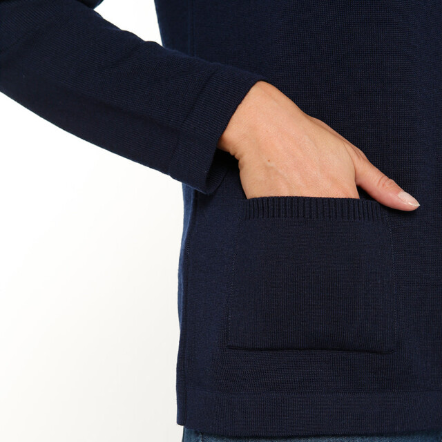 Maison Solfin - Cardigan femme en laine mérinos bleu marine – 36