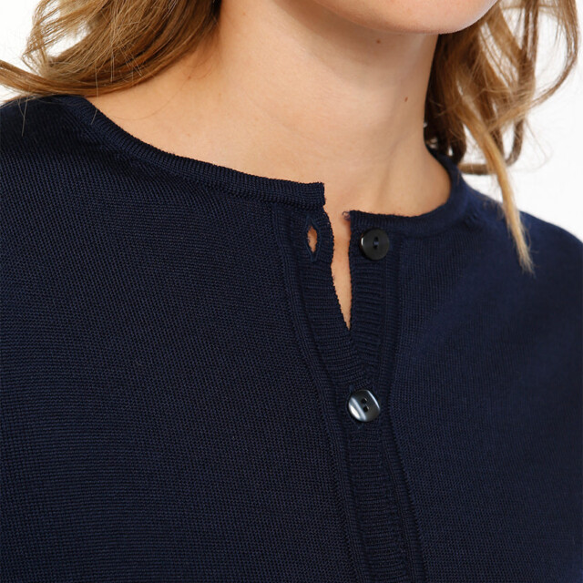 Maison Solfin - Cardigan femme en laine mérinos bleu marine – 36