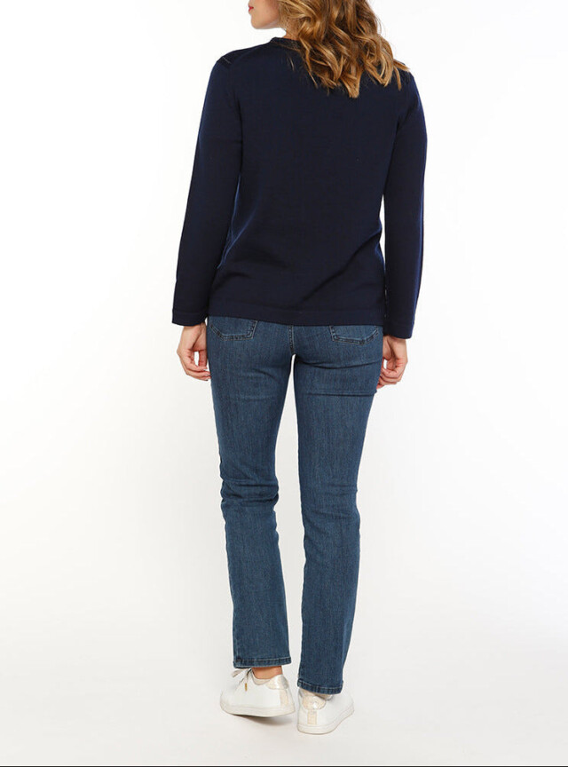 Maison Solfin - Cardigan femme en laine mérinos bleu marine – 36