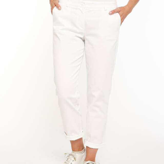 Maison-solfin - Pantalon chino femme en coton blanc – 52