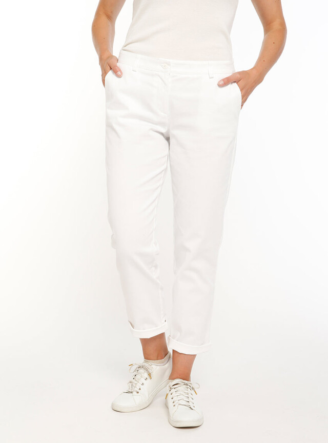 Maison-solfin - Pantalon chino femme en coton blanc – 52