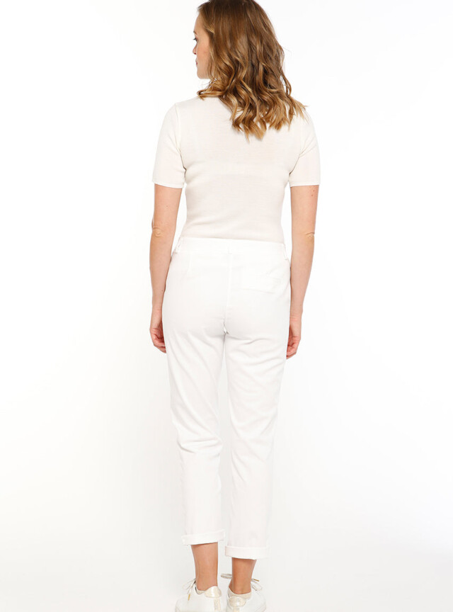 Maison-solfin - Pantalon chino femme en coton blanc – 52