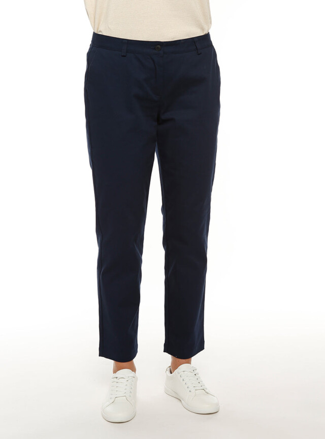 MAISON SOLFIN - Pantalon chino femme en coton bleu marine