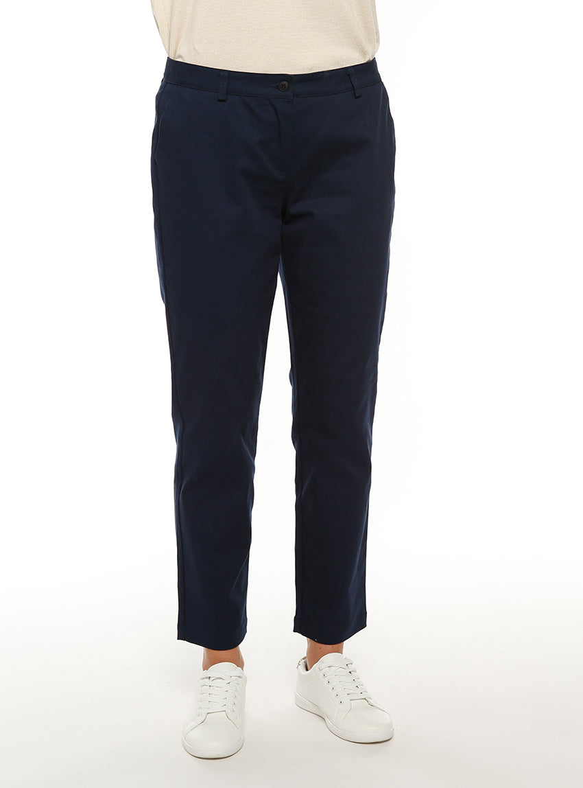 6666 MAR 1 pantalon chino femme bleu marine Maison-solfin - Pantalon chino femme en coton bleu marine – 52