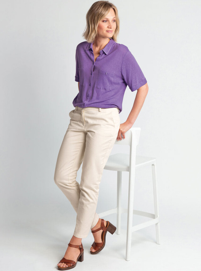 MAISON SOLFIN - Pantalon chino femme en coton blanc naturel