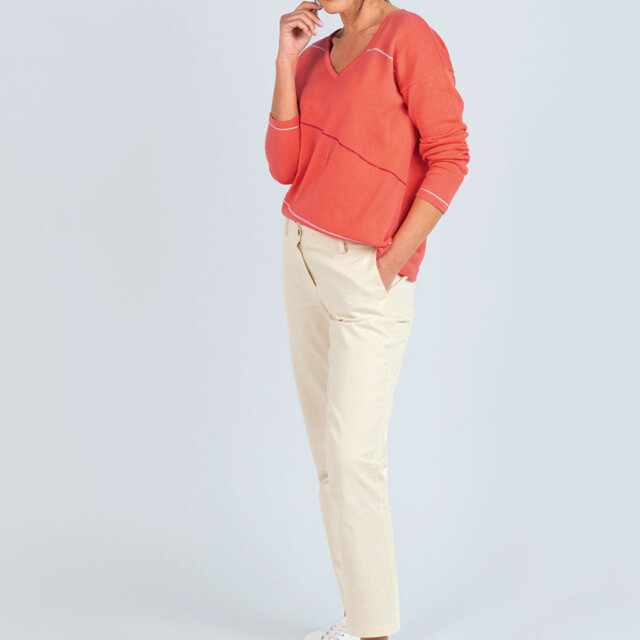 Maison Solfin - Pantalon chino femme en coton blanc naturel – 52