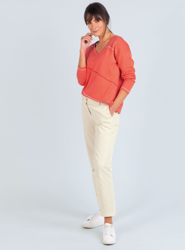 Maison Solfin - Pantalon chino femme en coton blanc naturel – 52