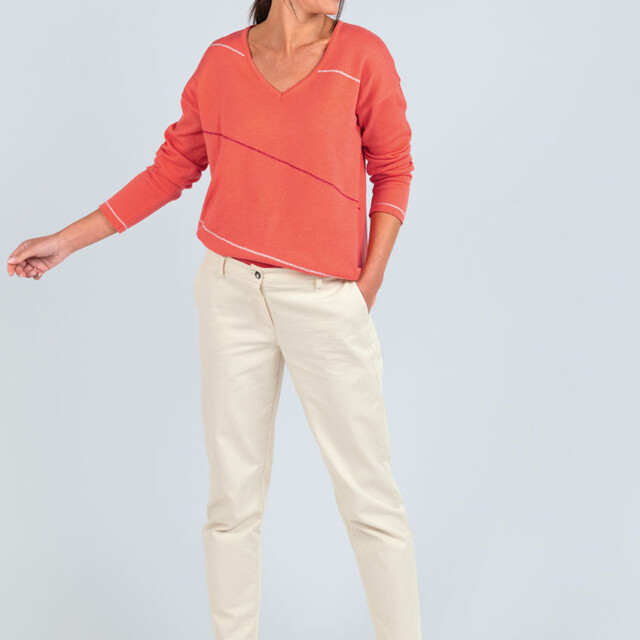 Maison Solfin - Pantalon chino femme en coton blanc naturel – 52