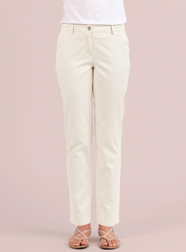 Maison Solfin - Pantalon chino femme en coton blanc naturel – 52