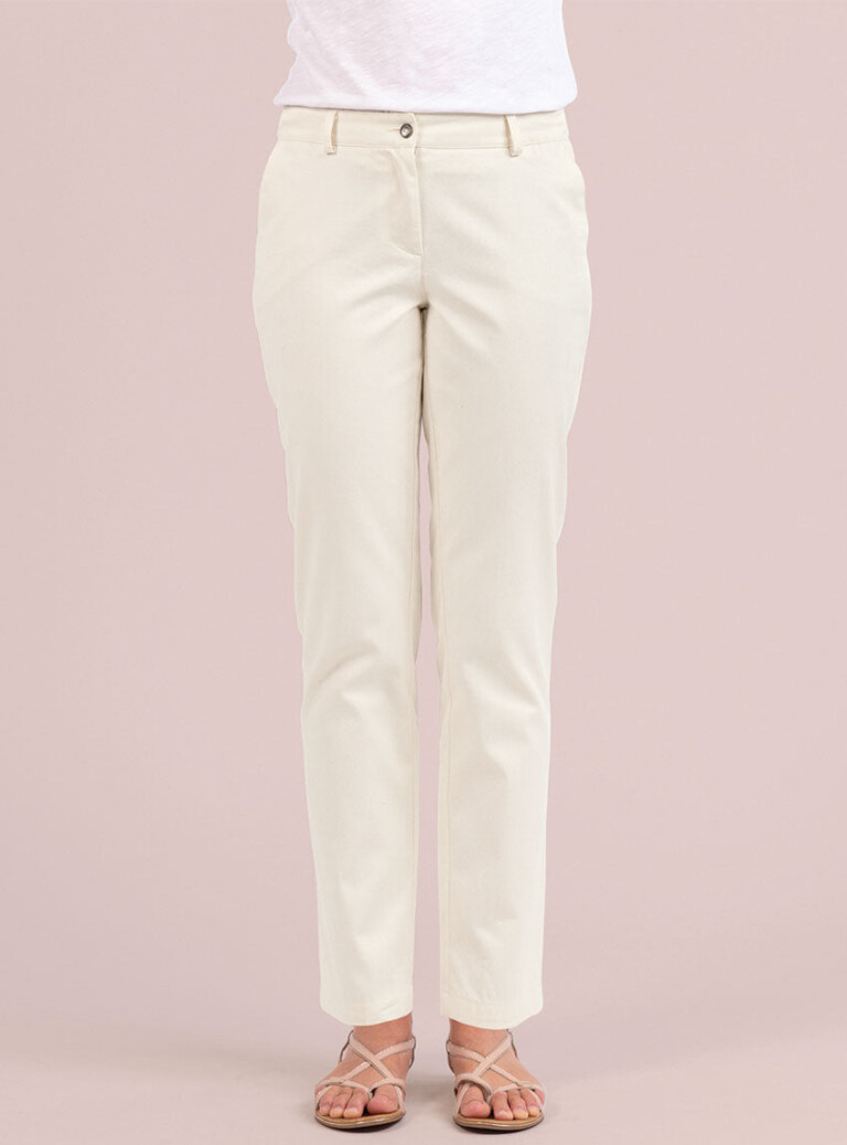 Maison Solfin - Pantalon chino femme en coton blanc naturel – 52