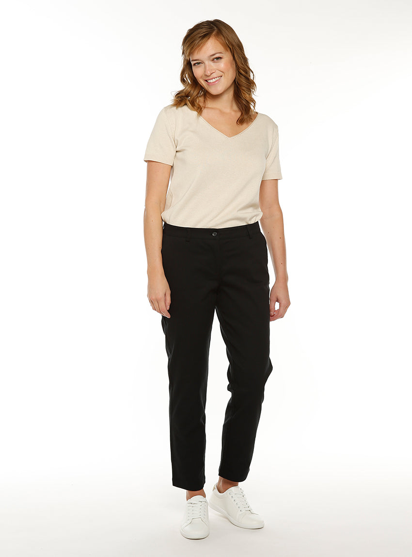 6666 NOI 1 pantalon chino femme bleu noir Maison-solfin - Pantalon chino femme en coton noir – 52