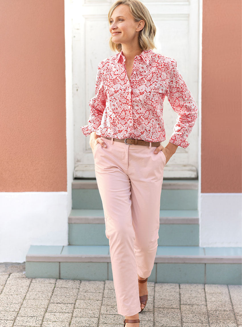 6666 RNA 1 pantalon chino femme coton rose nacre Maison-solfin - Pantalon chino femme en coton rose nacre – 52