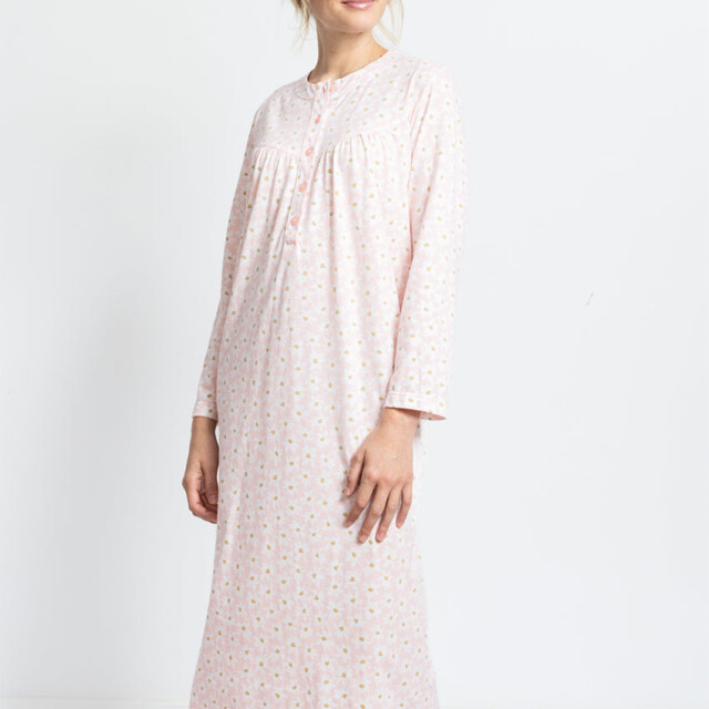 Maison-solfin - Chemise de nuit femme en coton rose fleur – 2