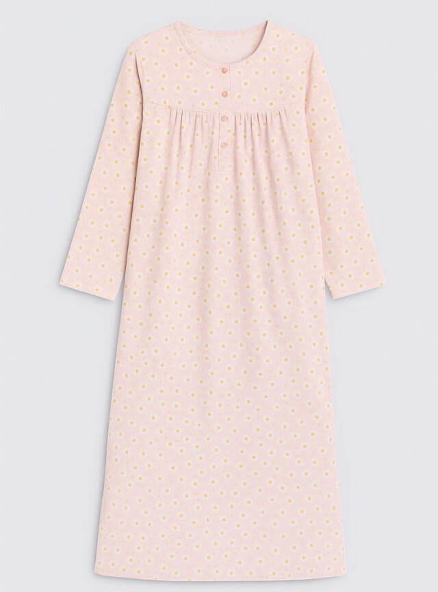 Maison-solfin - Chemise de nuit femme en coton rose fleur – 2