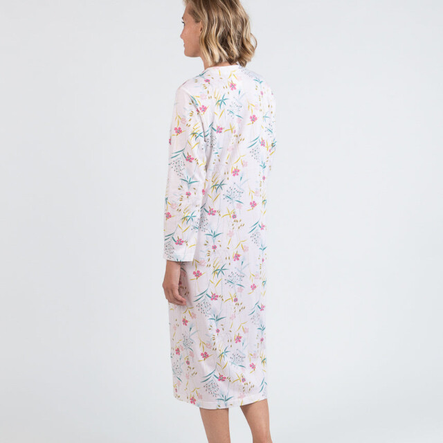 Maison Solfin - Chemise de nuit femme en coton floral rose poudre – 5