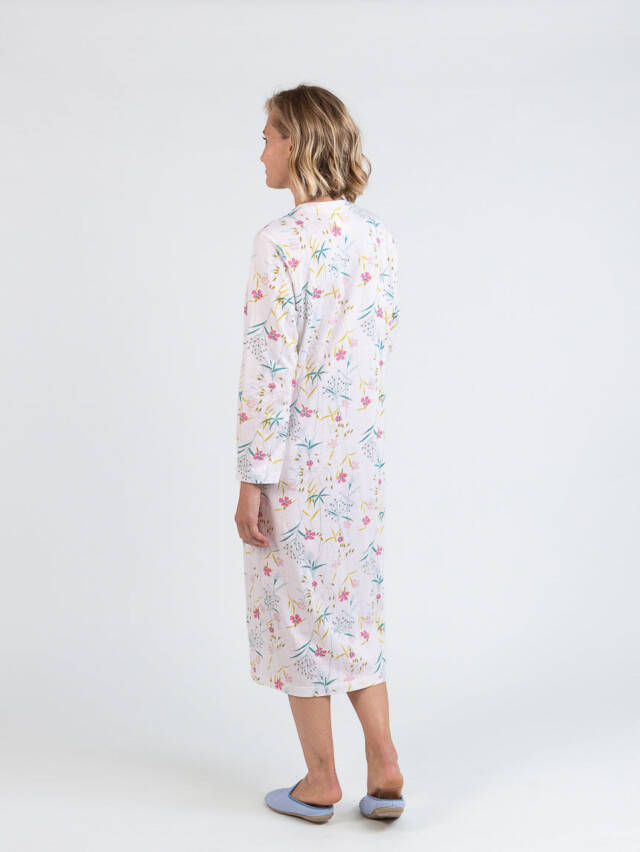 Maison Solfin - Chemise de nuit femme en coton floral rose poudre – 5