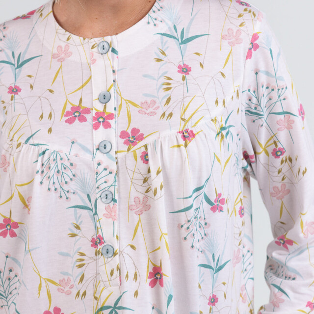 Maison Solfin - Chemise de nuit femme en coton floral rose poudre – 5