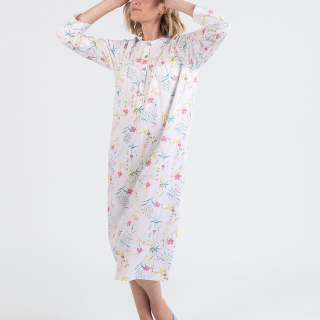 Maison Solfin - Chemise de nuit femme en coton floral rose poudre – 5