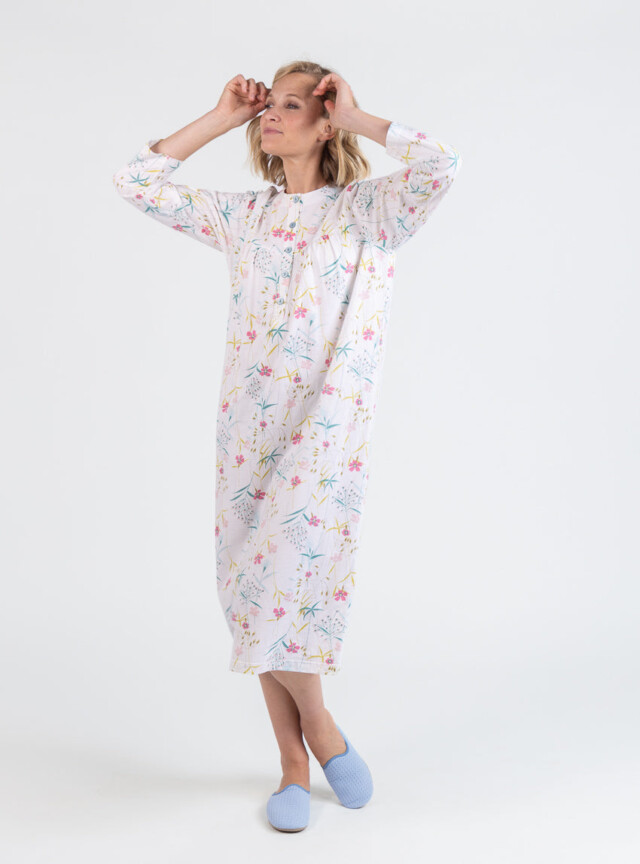 Maison Solfin - Chemise de nuit femme en coton floral rose poudre – 5