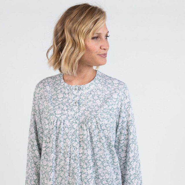 Maison Solfin - Chemise de nuit femme en coton floral vert sauge – 5