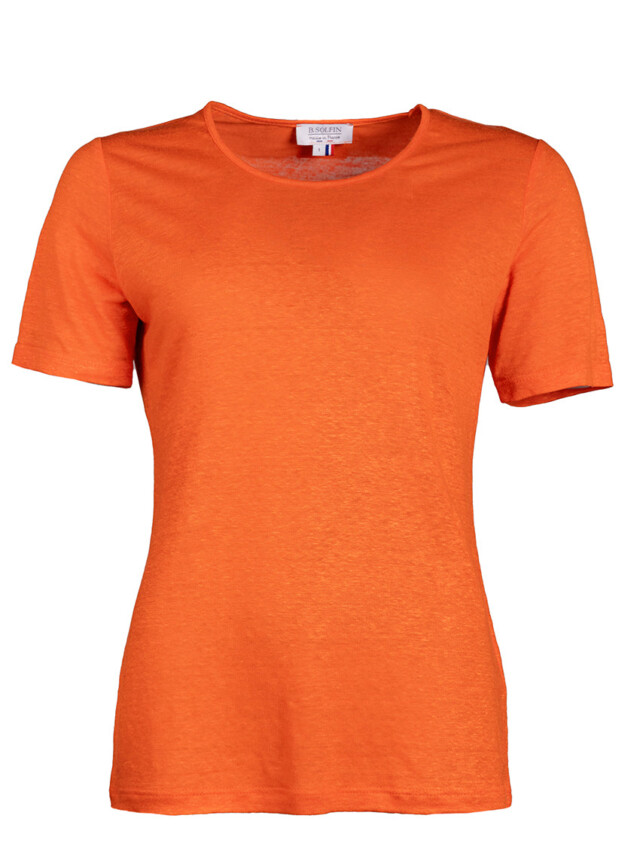 Maison-solfin - Tee-shirt femme en lin orange agrume – 3