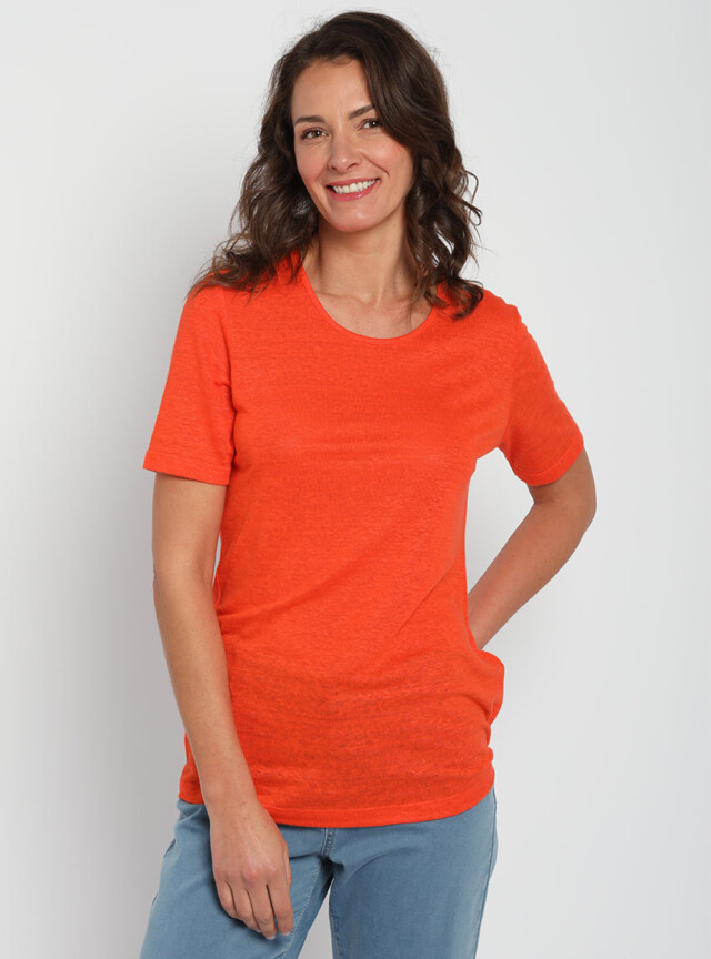 Tee-shirt femme en lin orange agrume par la marque MAISON SOLFIN MAISON SOLFIN - Tee-shirt femme en lin orange agrume