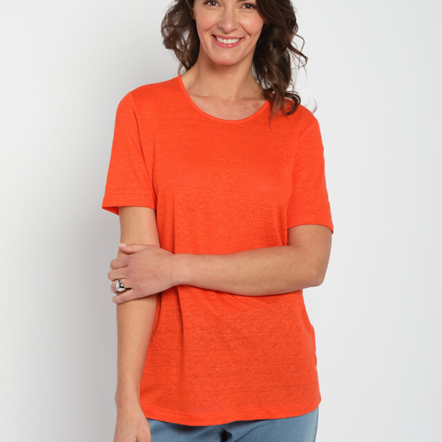 Maison-solfin - Tee-shirt femme en lin orange agrume – 3