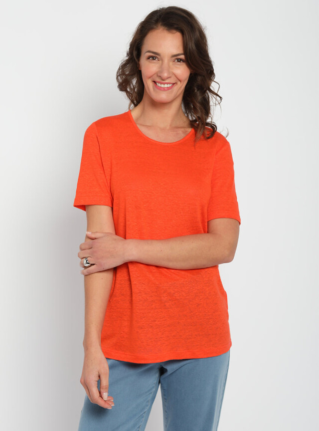 Maison-solfin - Tee-shirt femme en lin orange agrume – 3