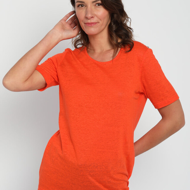 Maison-solfin - Tee-shirt femme en lin orange agrume – 3