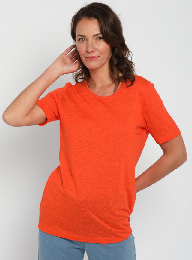 Maison-solfin - Tee-shirt femme en lin orange agrume – 3