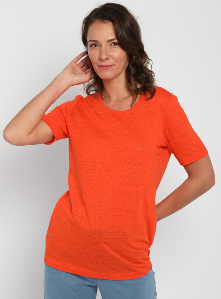 Maison-solfin - Tee-shirt femme en lin orange agrume – 2