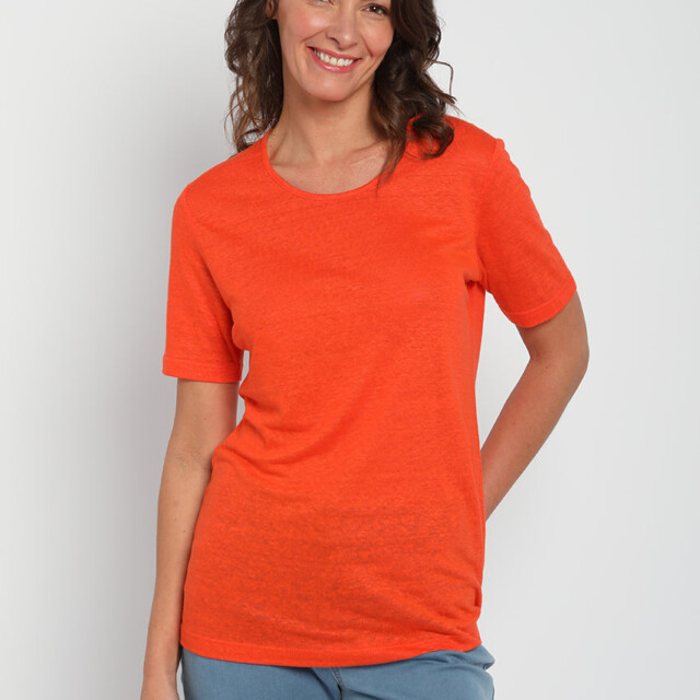 Maison-solfin - Tee-shirt femme en lin orange agrume – 3